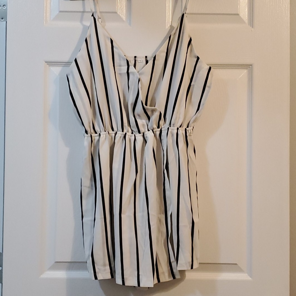 SHIEN Black and white, skirted romper